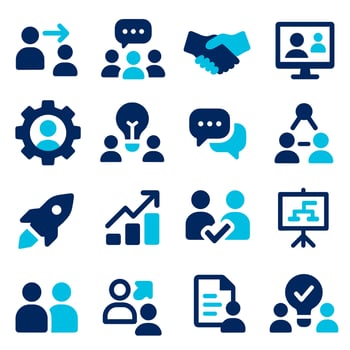 Business Icon Set Teamwork, Collaboration, and Growth vector