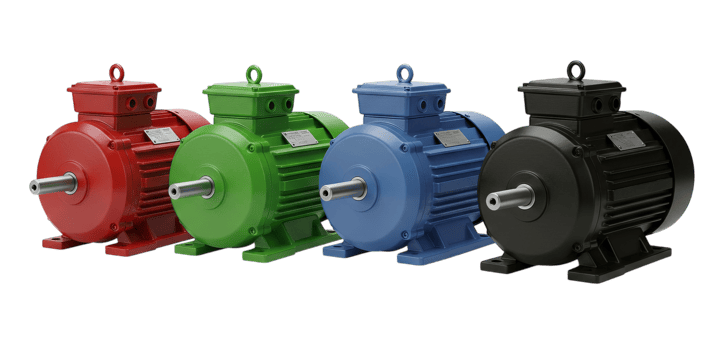 Electric Motors Array in Red Green Blue and Black Colors png