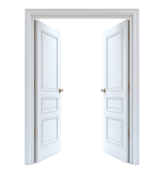 White open doors isolated on transparent background png