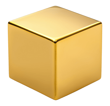Golden cube isolated on a transparent background png