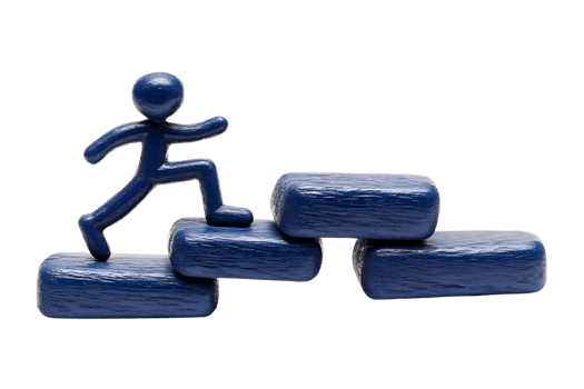 a blue figurine is running up a block png