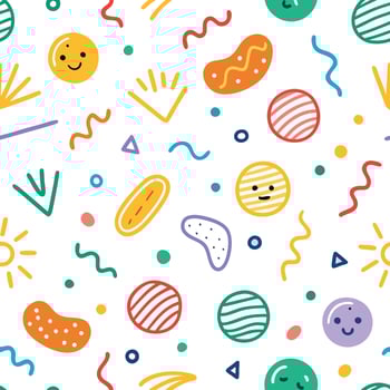 a colorful pattern with various objects faces vector