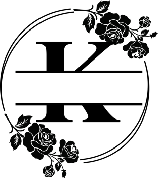 Floral Monogram letter k png
