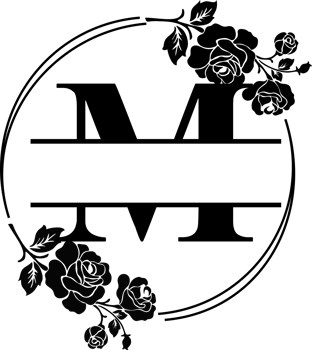 Floral Monogram letter m png