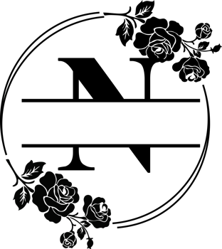 Floral Monogram letter n png