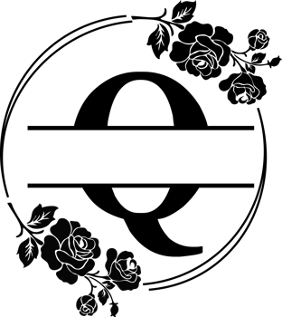 Floral Monogram letter Q png