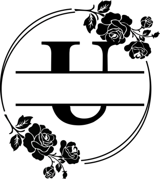 Floral Monogram letter u png