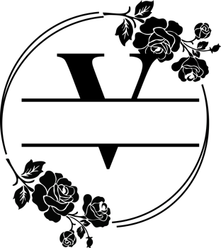 Floral Monogram letter V png
