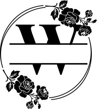 Floral Monogram letter W png