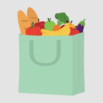 Grocery bag with fresh produce vector