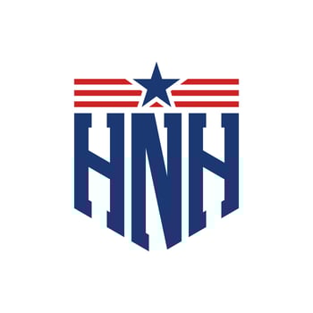 Patriotic HNH Logo with Star and American Flag Straps. Letter HNH Logo with USA Flag vector