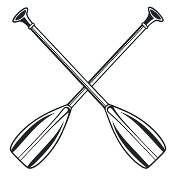 Pair of Crossed Canoeing Paddles Vintage Illustration vector