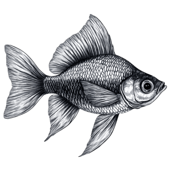 Detailed Pencil Sketch of a Fish Displaying Natural Form and Movement png