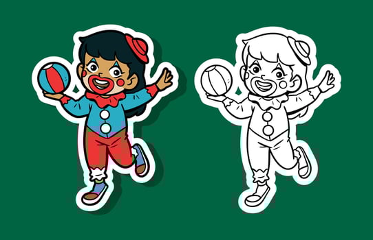 Cheerful Clown Child Juggling a Ball vector