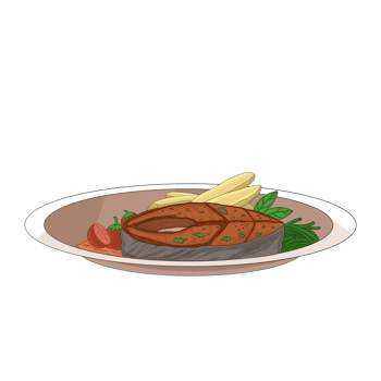Baked Salmon Seafood Illustration Digital Drawing png