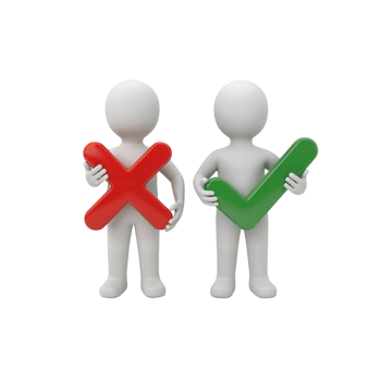 3D Humanoid Figures Holding Red X and Green Check Mark png
