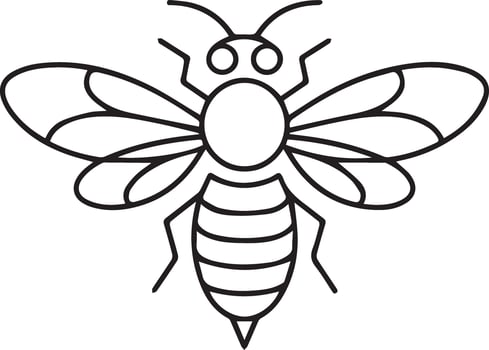 a bee coloring page with a black outline vector
