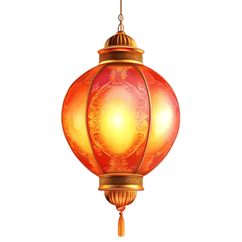 Vibrant Red Ramadan Lantern with Decorative Cutouts and a Festive Glow png