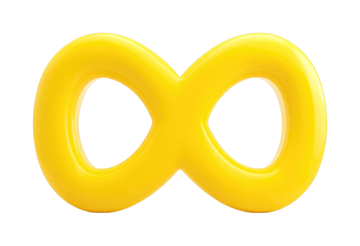 Yellow infinity symbol object with smooth surface and shiny finish png