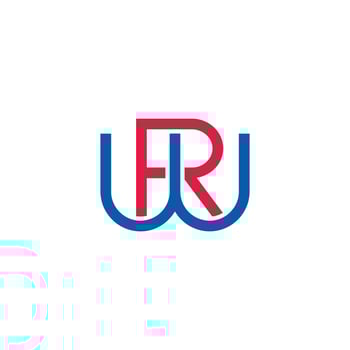 letters wr simple linked colorful logo vector