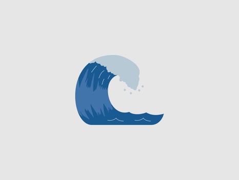 stylized ocean wave curling over vector