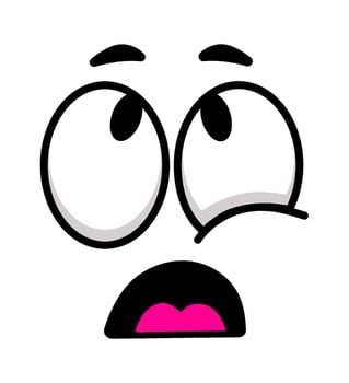 Cartoon face showing surprise and fear, with wide open eyes and mouth, creating a funny and expressive emoticon conveying shock and astonishment vector