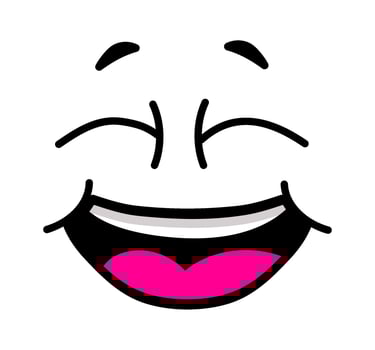 Joyful cartoon face expressing positive emotions, happiness, and laughter with its eyes closed and a wide open mouth, radiating cheerfulness and amusement vector