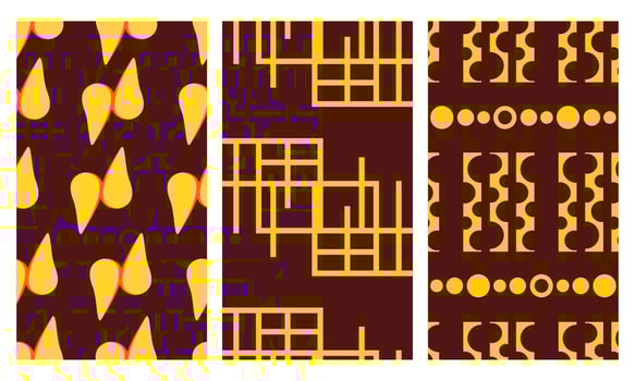 A collection of seamless patterns that combine brown and yellow. Suitable for application on paper, fabric, walls, or simply displayed digitally. vector