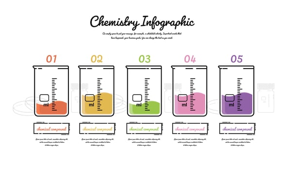 Beaker Infographic Education chemical concept. vector
