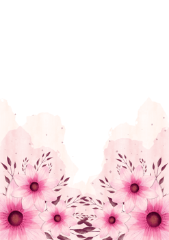 Watercolor Pink flowers frame on an Transparent background png