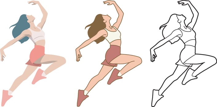 Dance Girl Illustration Collection. vector