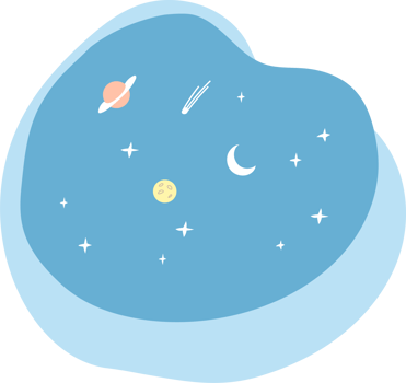 Space with moon, stars png