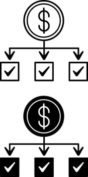 Expense Icons. Black and White Illustration. Expenses in the Process of Business Activity. Budget Reduction. Personal Finance Concept vector