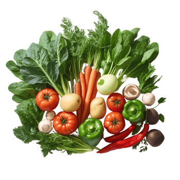 Selection of fresh vegetables in their natural, raw state png