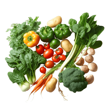A mix of different kinds of uncooked vegetables png