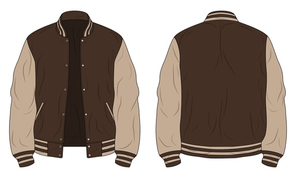 Varsity streetwear jacket front and back view vector