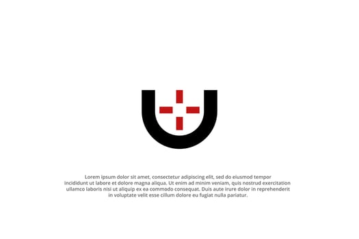 letter u target scope crosshair logo vector