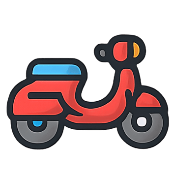 Flat Illustration of a Cartoon-Style Motorcycle Icon with Bold Outlines png