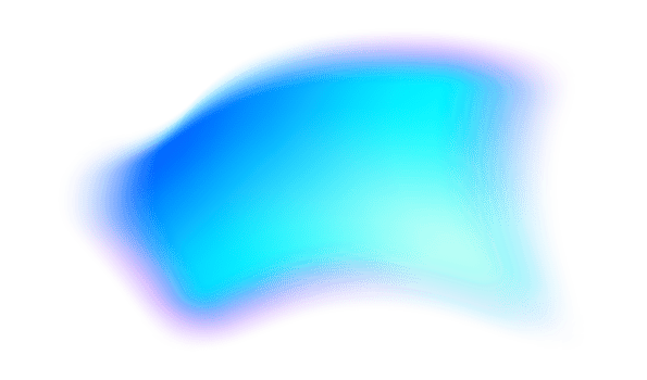Blurred gradient blue shape. Fluid mesh element with holographic effect. Soft aura gradation graphic. Bright iridescent organic bubble png