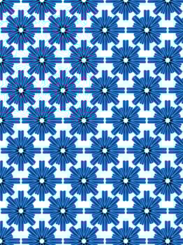 A blue and white pattern with flowers vector