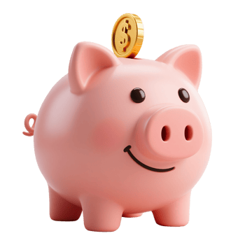 Pink Piggy Bank with Gold Coin png