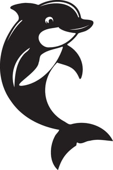 A black and white dolphin on a white background vector