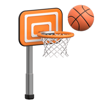 3D Basketball Hoop with Ball Icon png