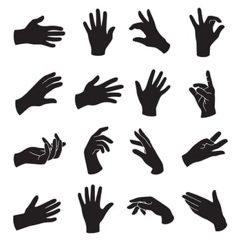 Collection of Black Silhouettes Showing Various Hand Gestures and Positions new art vector
