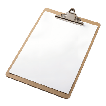 Blank clipboard with empty sheet of paper ready for notes, documents, or signing, simple office or work stationery png