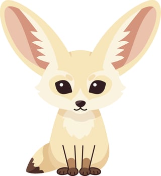 Fennec Fox Illustration with Large Ears and Light Brown Fur Sitting Calmly Image vector