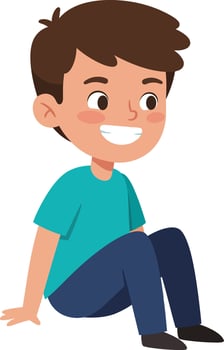 Smiling young boy sitting relaxed casual clothing cheerful expression illustration vector