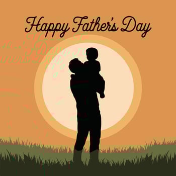 happy father's day card with silhouette of father and son vector