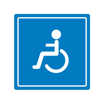 A blue sign with a white wheelchair symbol png