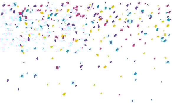 Vibrant confetti explosion on white background. Perfect for celebratory designs, adding joy and festivity to invitations, posters, and websites. vector